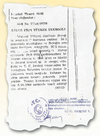 Erler Film Kuruluş Küpürü